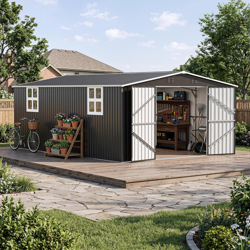 Polar Aurora 12 ft. W x 18 ft. D Metal Outdoor Storage Shed with